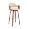 Armen Living Daxton 30" Cream Faux Leather and Walnut Wood Bar Stool LCDXBAWACR30 - alternate 1